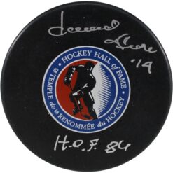 Dave Keon Autographed/Signed Hockey Hall of Fame Logo Puck HOF JSA 53969