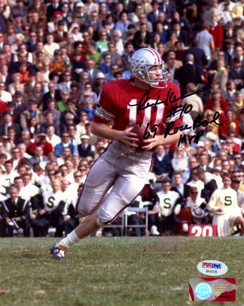 Rex Kern Signed Ohio State Buckeyes 8x10 Photo 1969 Rose Bowl MVP PSA