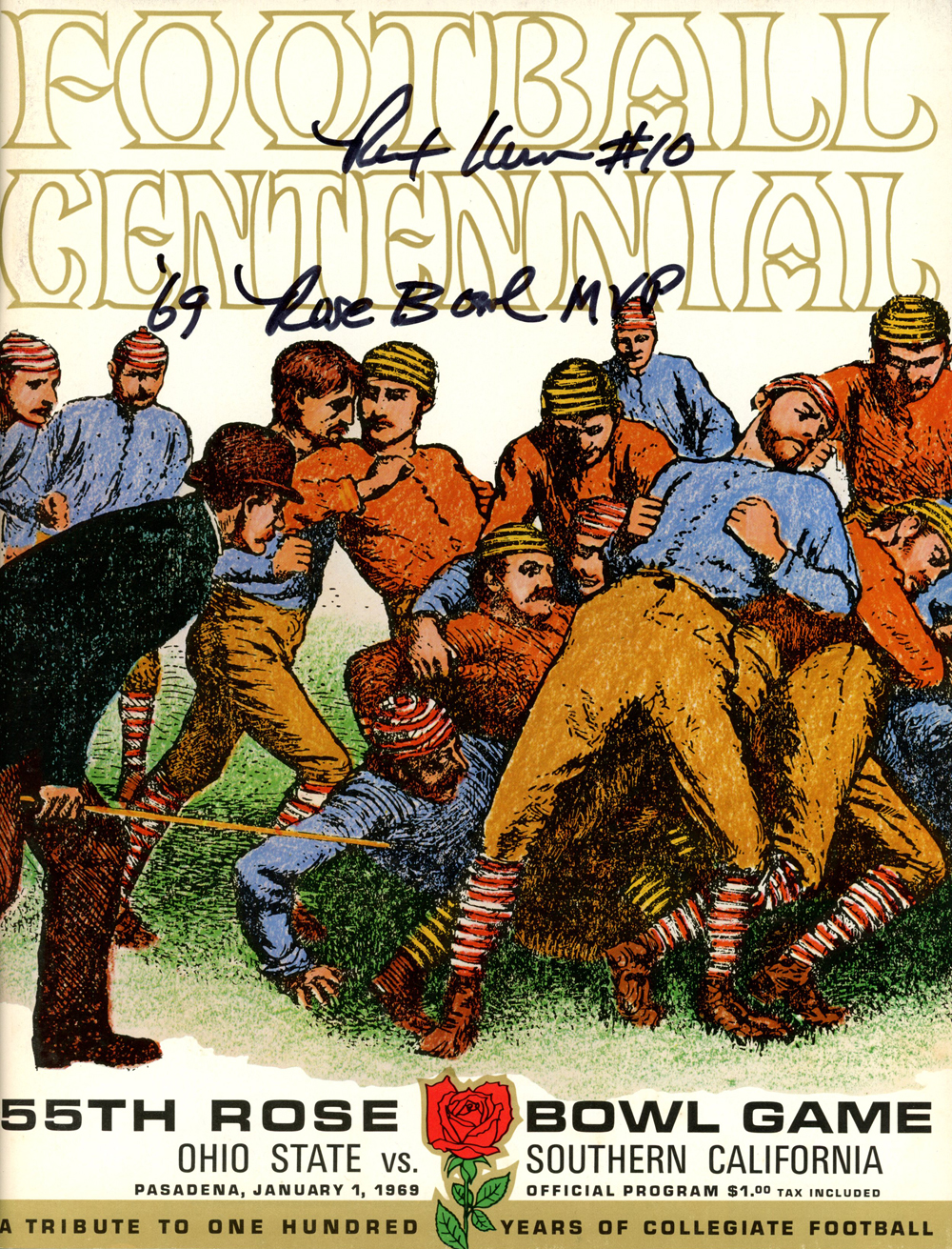 Rex Kern Autographed/Signed 1969 Rose Bowl Program MVP PSA Denver