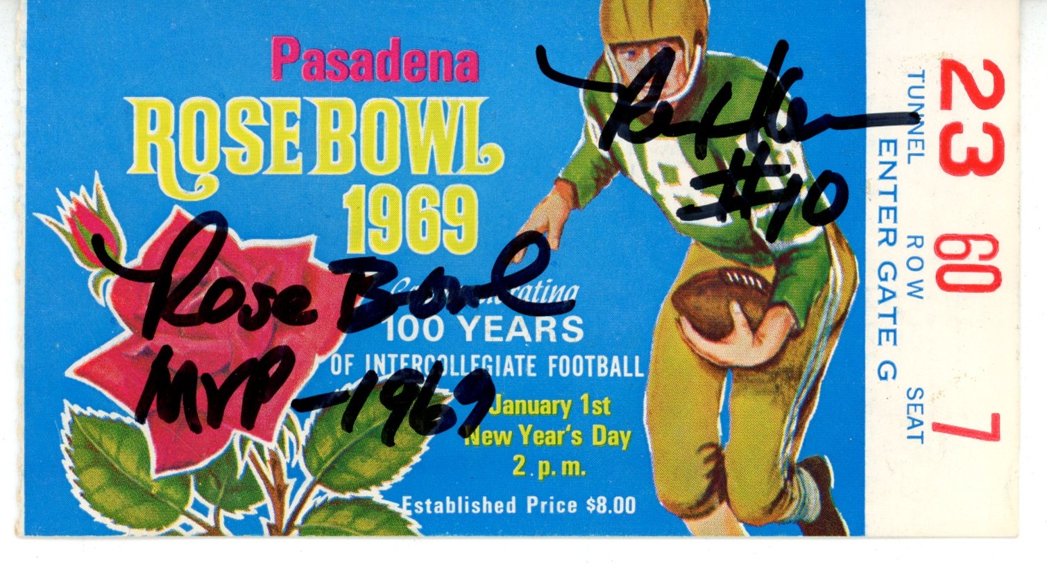 Rex Kern Autographed/Signed Ohio State Buckeyes 1969 Rose Bowl 69 MVP PSA 56056