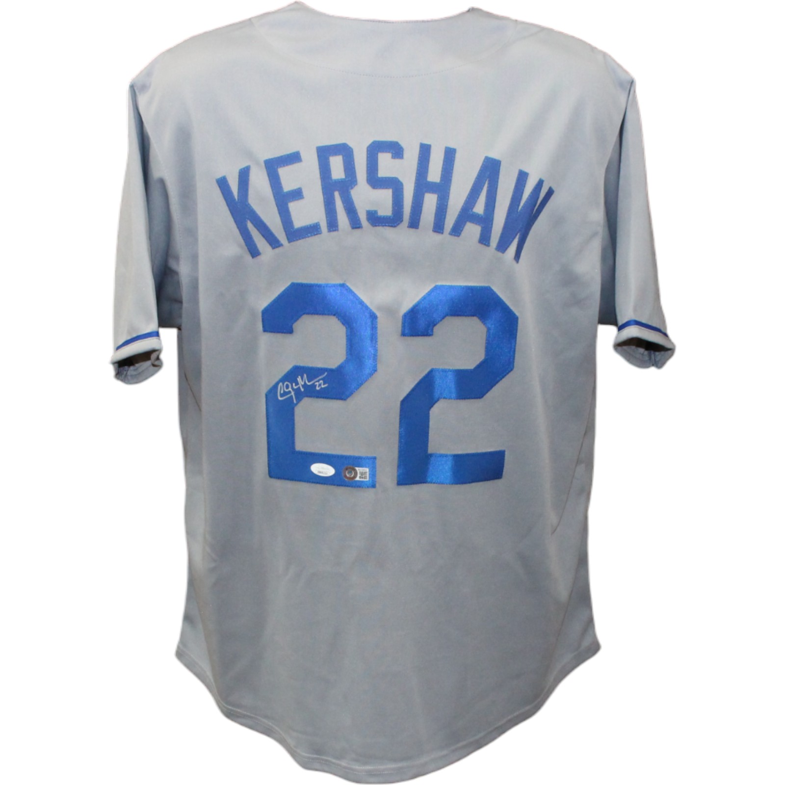Clayton Kershaw Autographed/Signed Pro Style Grey Jersey Beckett