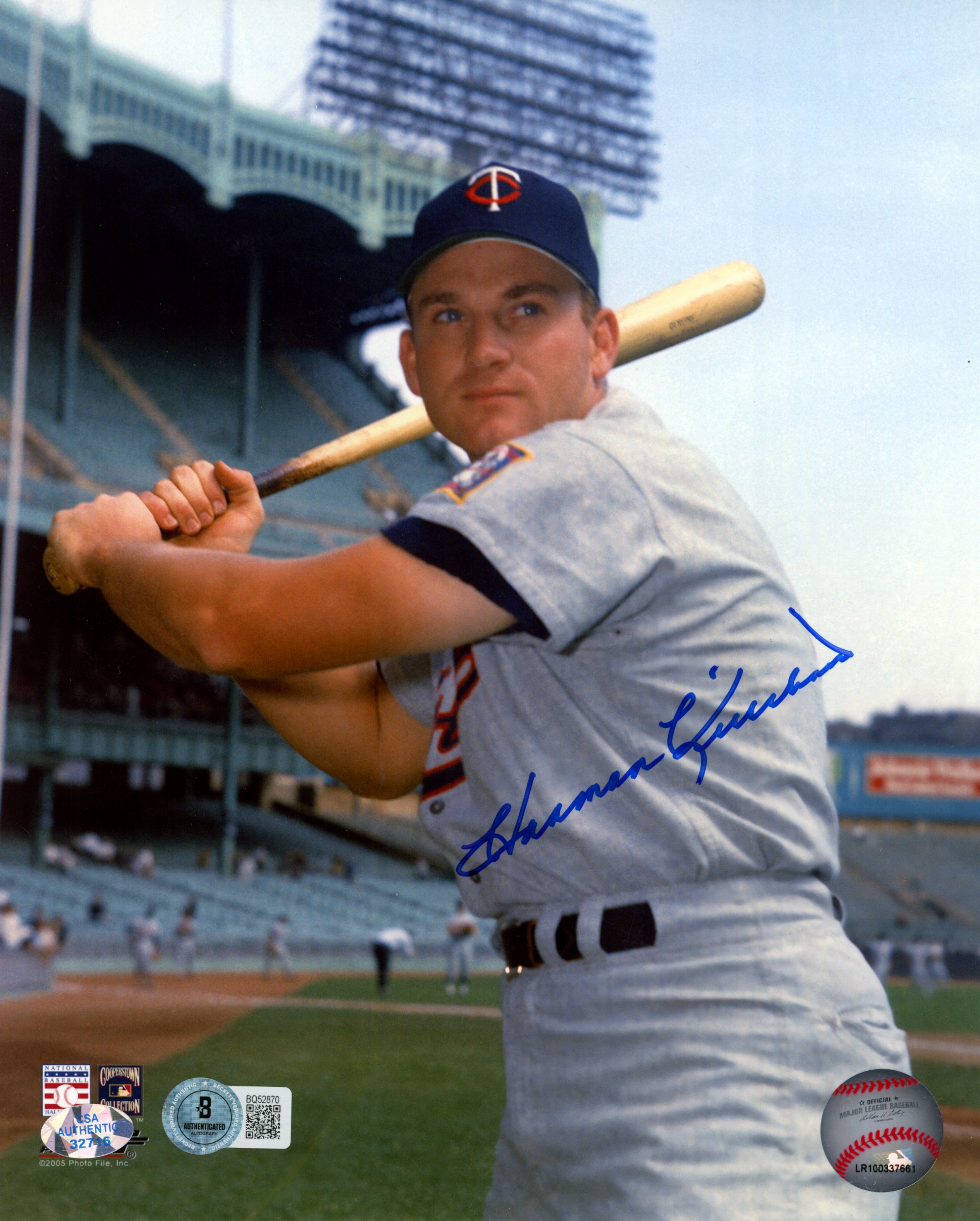 Harmon Killebrew Autographed/Signed Minnesota Twins 8x10 Photo Beckett 57411