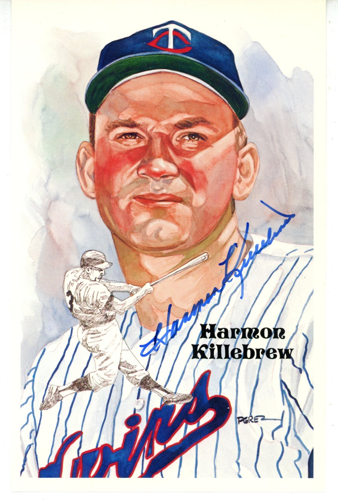 Harmon Killebrew Autographed Minnesota Twins Perez Steele Postcard Beckett 56521