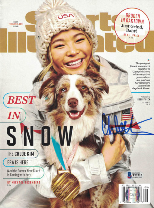 Chloe Kim Signed USA Snowboarding 2018 Sports Illustrated Magazine BAS 27327