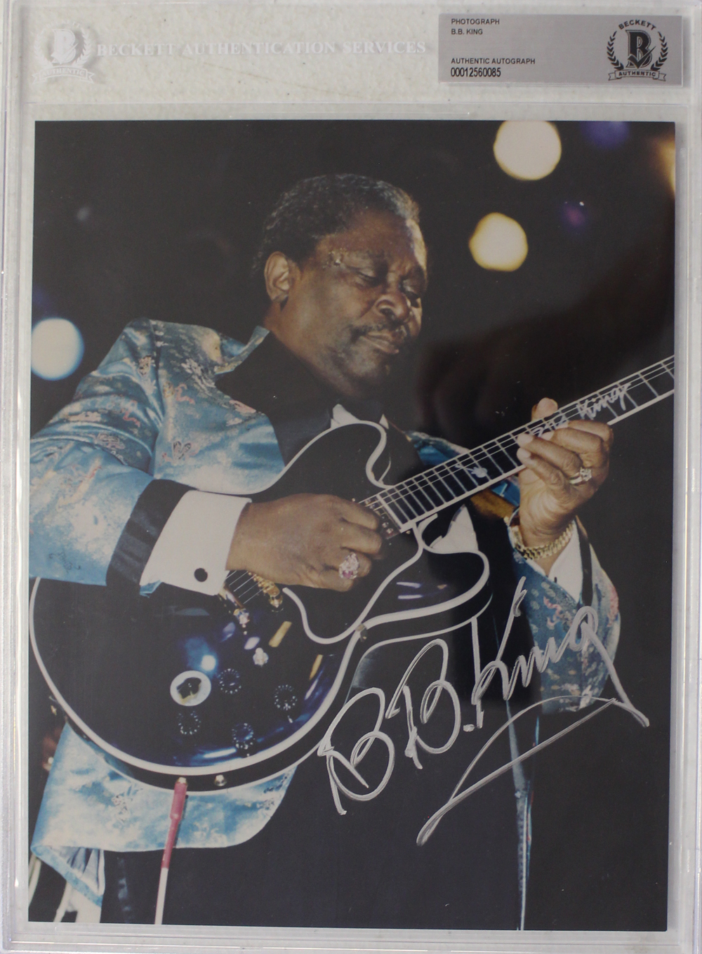 B.B. King Autographed 8x10 Photograph BB Blues Legend Beckett BAS Slab