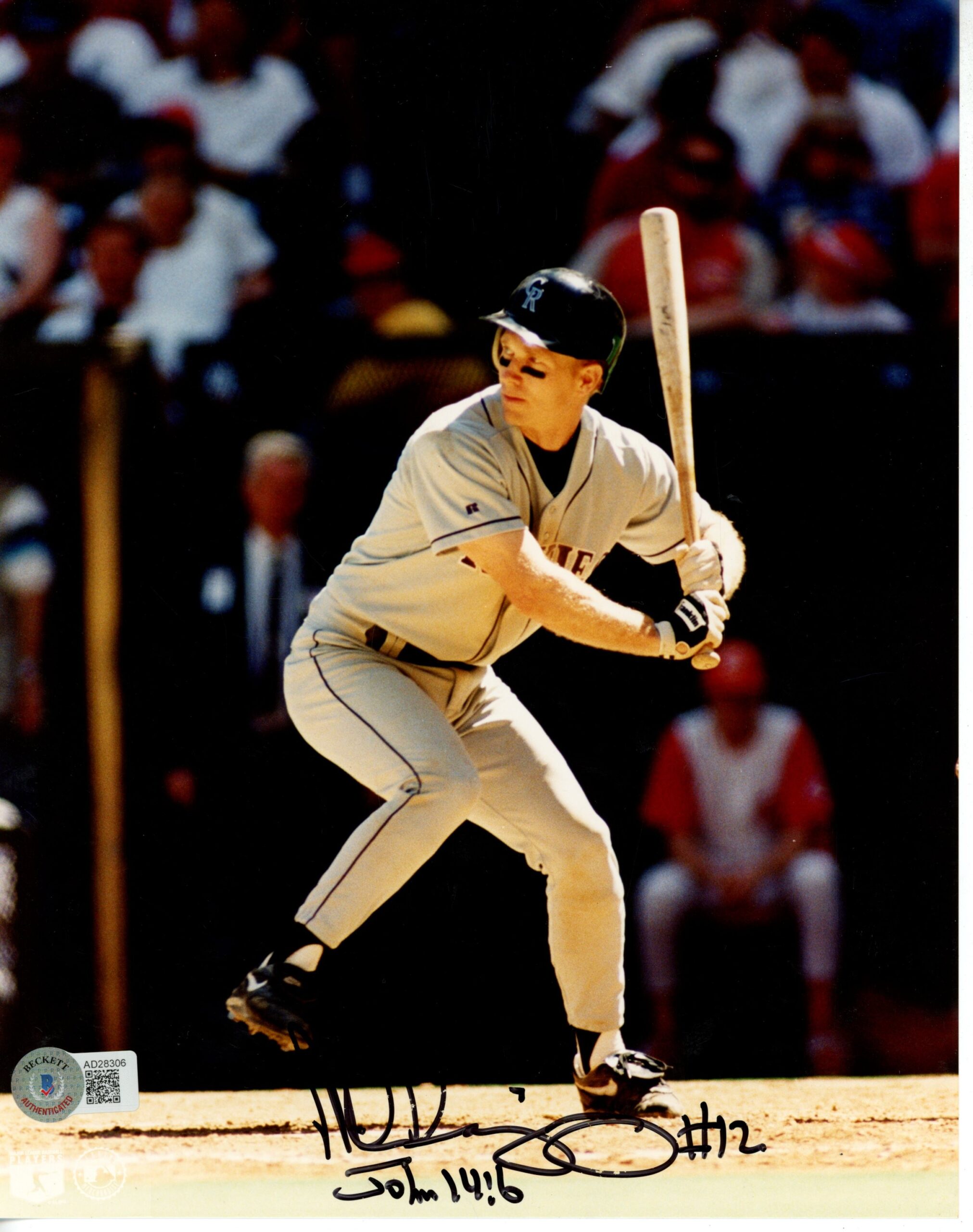 Mike Kingery Autographed Colorado Rockies 8x10 Photo John 14:6 Beckett 55881