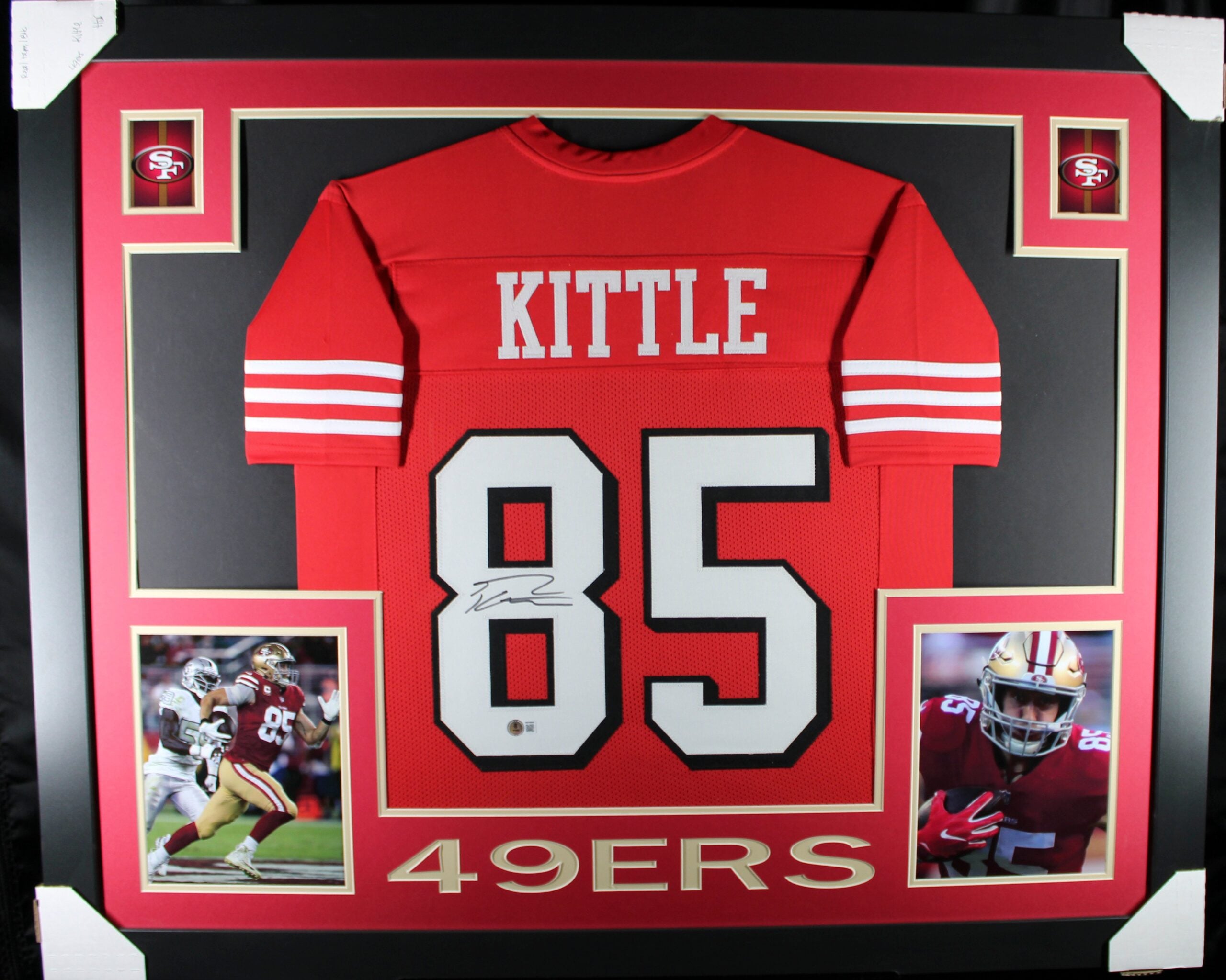George Kittle Signed San Francisco 49ers Framed Jersey Red #8 Beckett WIT 58647