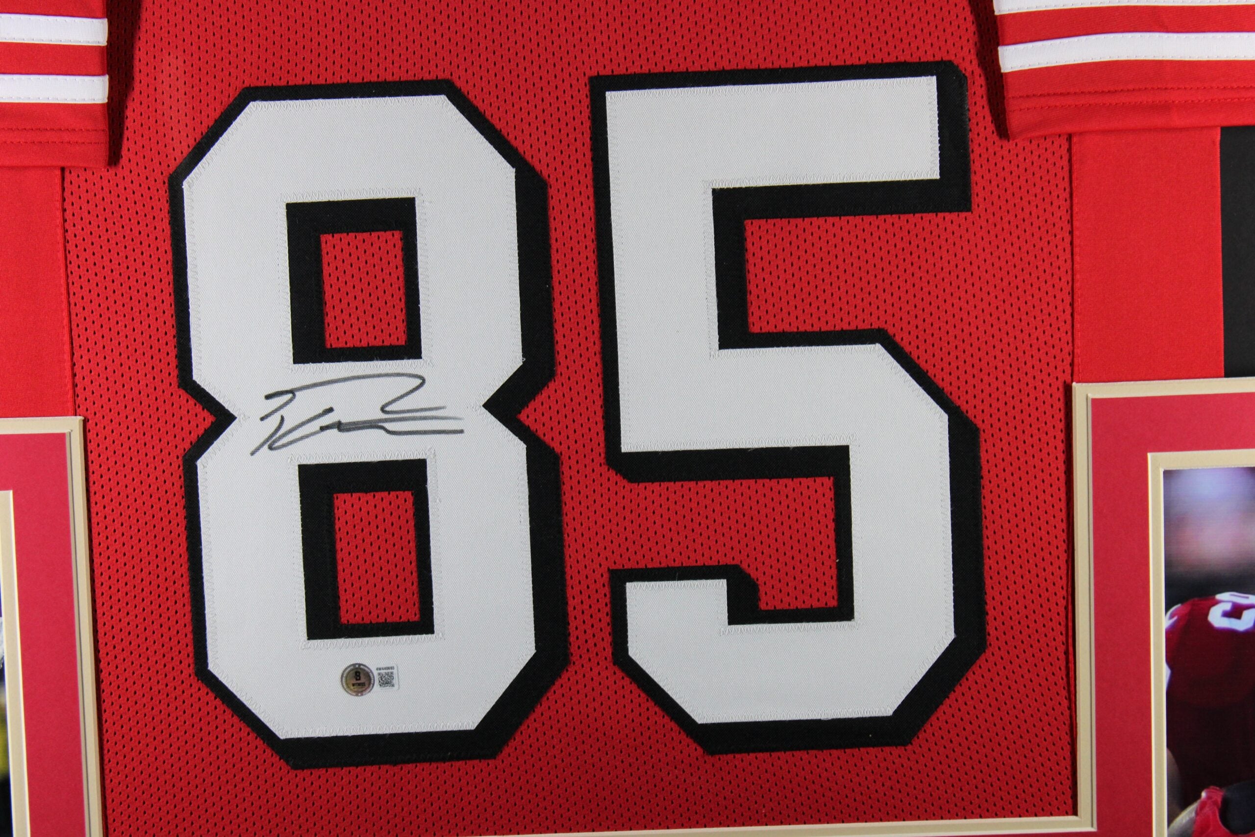 George Kittle Signed San Francisco 49ers Framed Jersey Red #8 Beckett WIT 58647 2 George Kittle Signed San Francisco 49ers Framed Jersey Red #8 Beckett WIT 58647