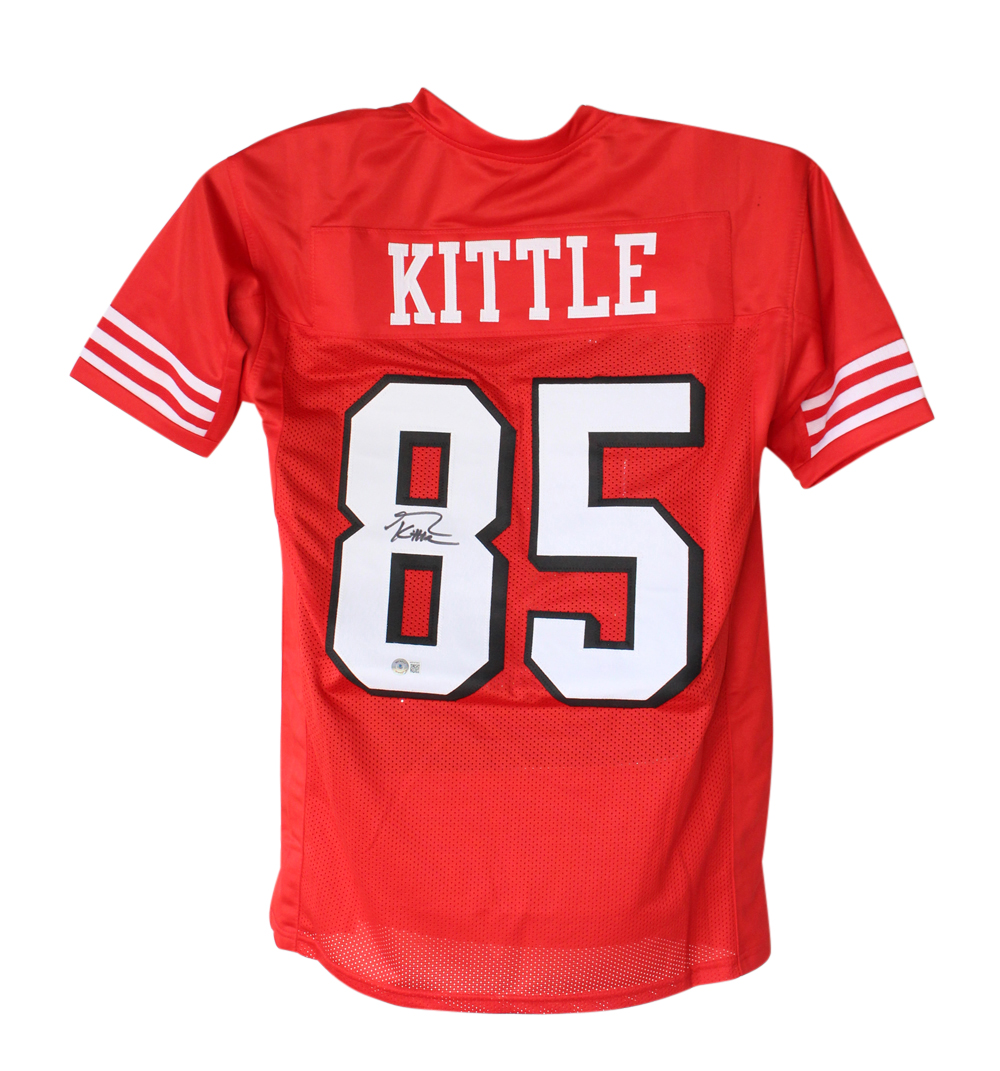 George Kittle Autographed/Signed Pro Style Red XL Jersey Beckett BAS