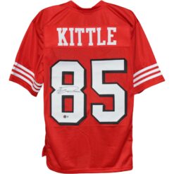 George Kittle Autographed/Signed Pro Style Red XL Jersey Beckett Witness 53431