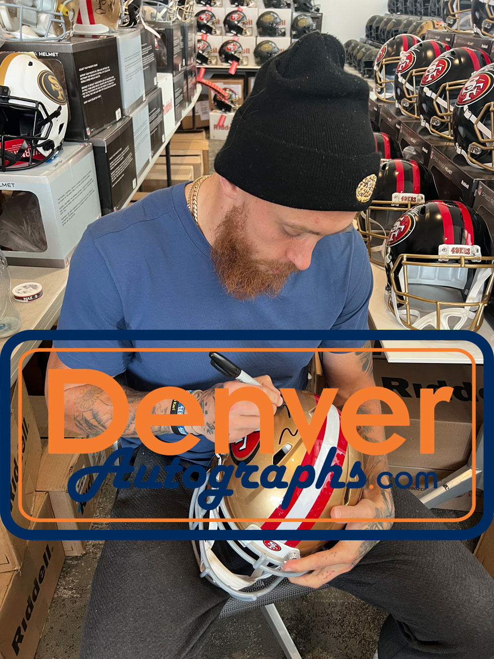 George Kittle Autographed San Francisco 49ers Authentic Helmet Beckett W 53432 6 George Kittle Autographed San Francisco 49ers Authentic Helmet Beckett W 53432