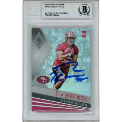 George Kittle Signed 2017 Panini Phoenix #195 Trading Card Slab Beckett 46445