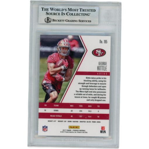 George Kittle Signed 2017 Panini Phoenix #195 Trading Card Slab Beckett 46445