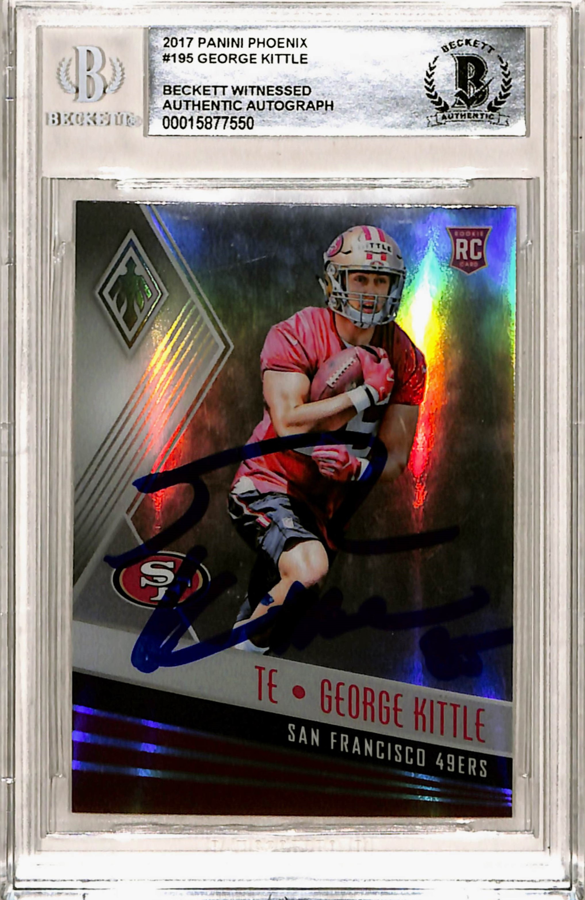 George Kittle Signed 2017 Phoenix #195 Trading Card Slab Beckett 39820