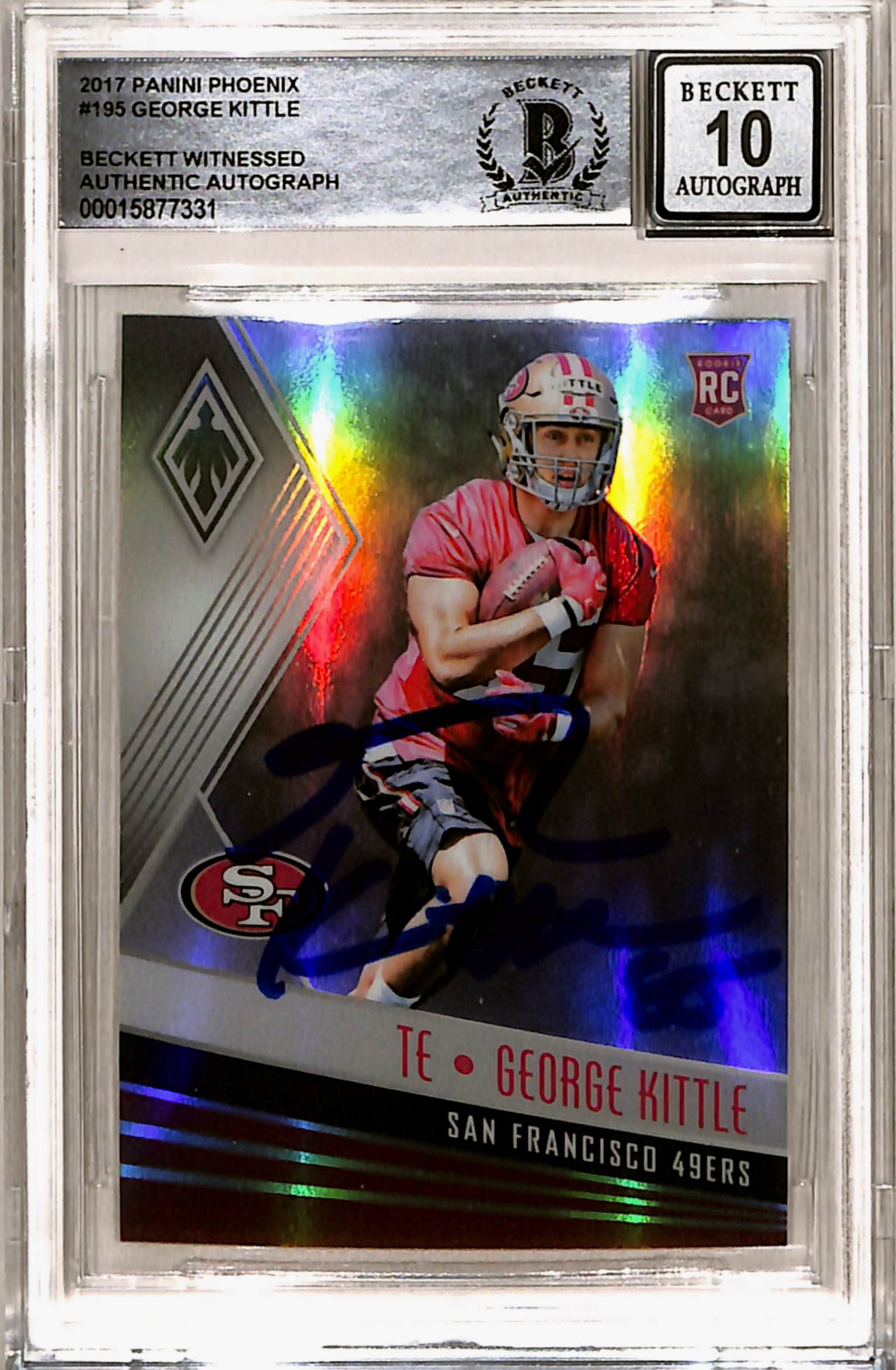 George Kittle Signed 2017 Phoenix #195 Trading Card Slab Beckett 39822