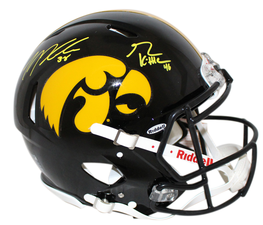 George Kittle & TJ Hockenson Signed Iowa Hawkeyes Authentic Helmet BAS