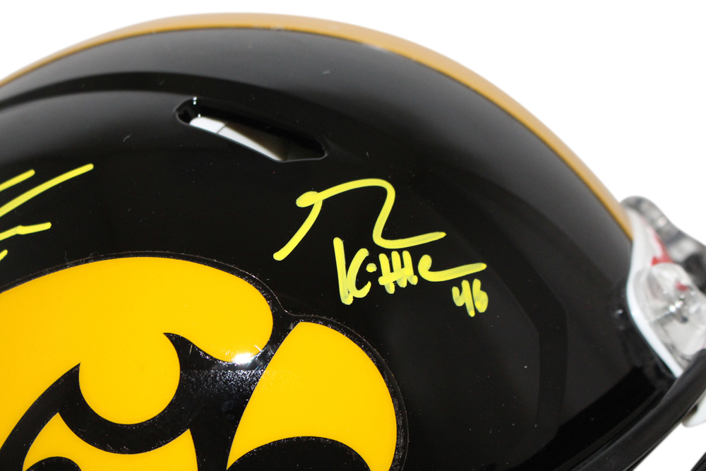 George Kittle & TJ Hockenson Signed Iowa Hawkeyes Authentic Helmet BAS