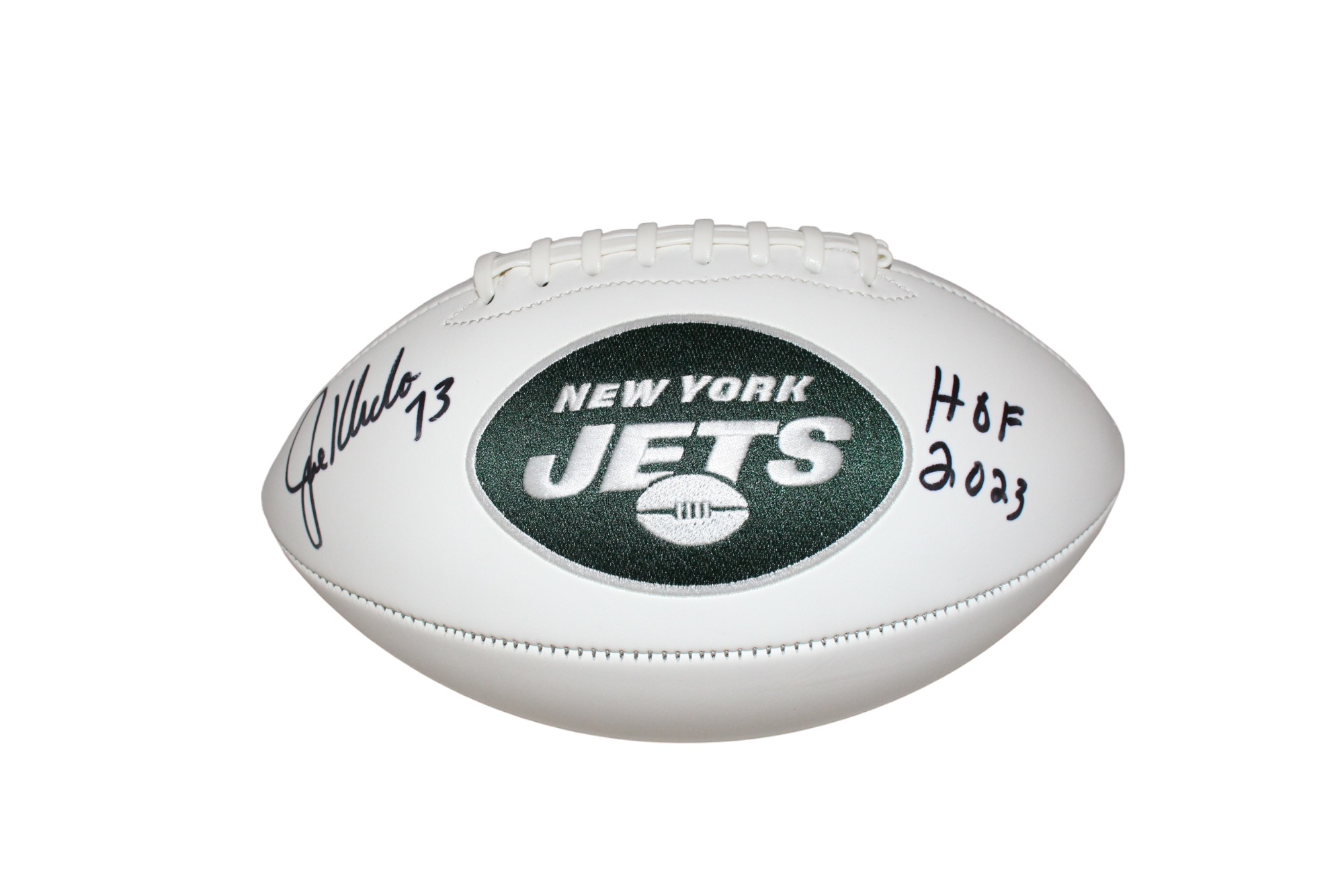 Joe Klecko Autographed/Signed New York Jets Logo Football BAS