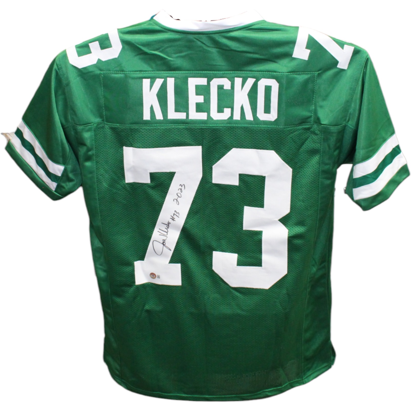 Joe Klecko Autographed/Signed Pro Style Green Jersey Beckett