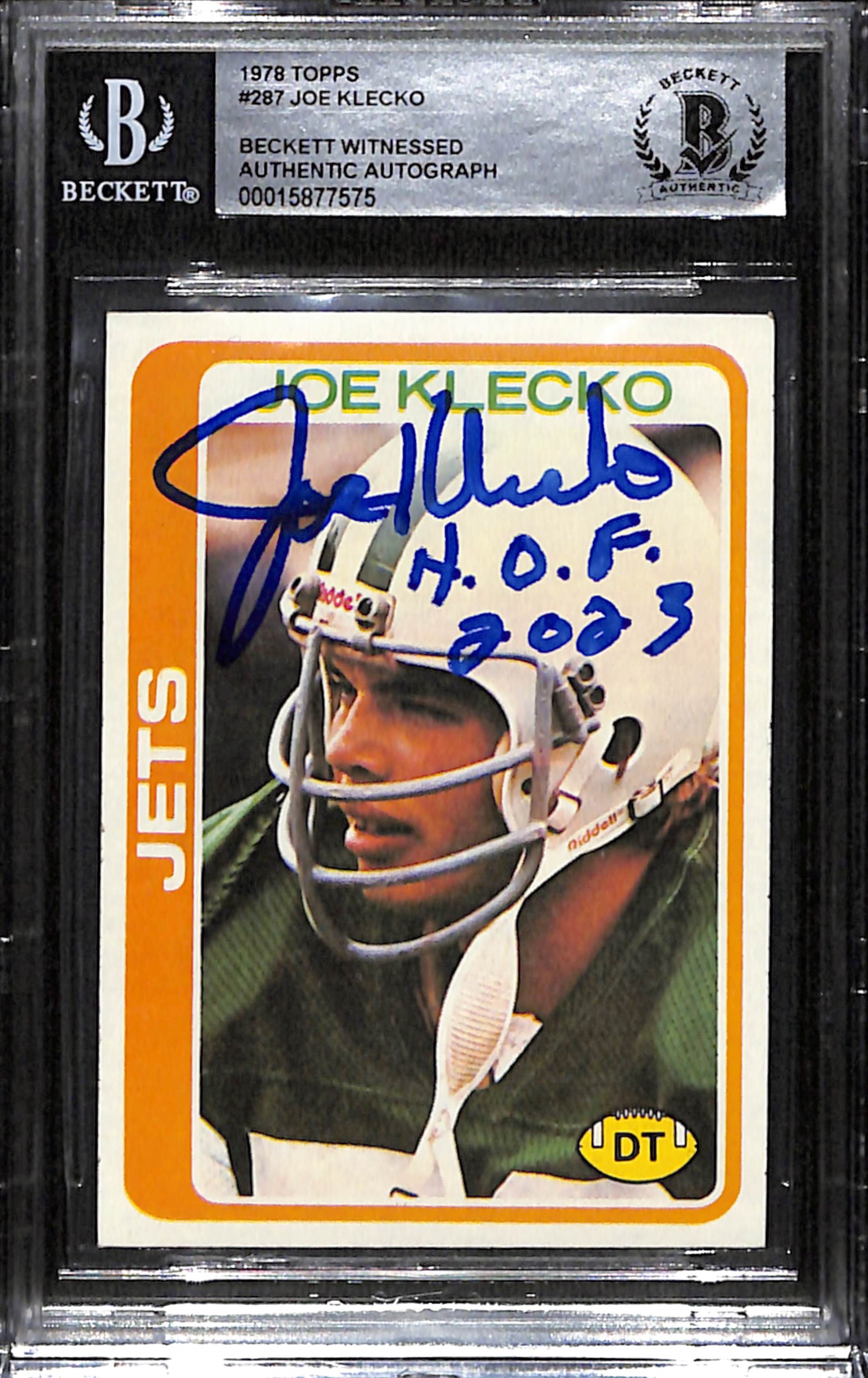 Joe Klecko Signed 1978 Topps #287 Trading Card HOF Slab Beckett