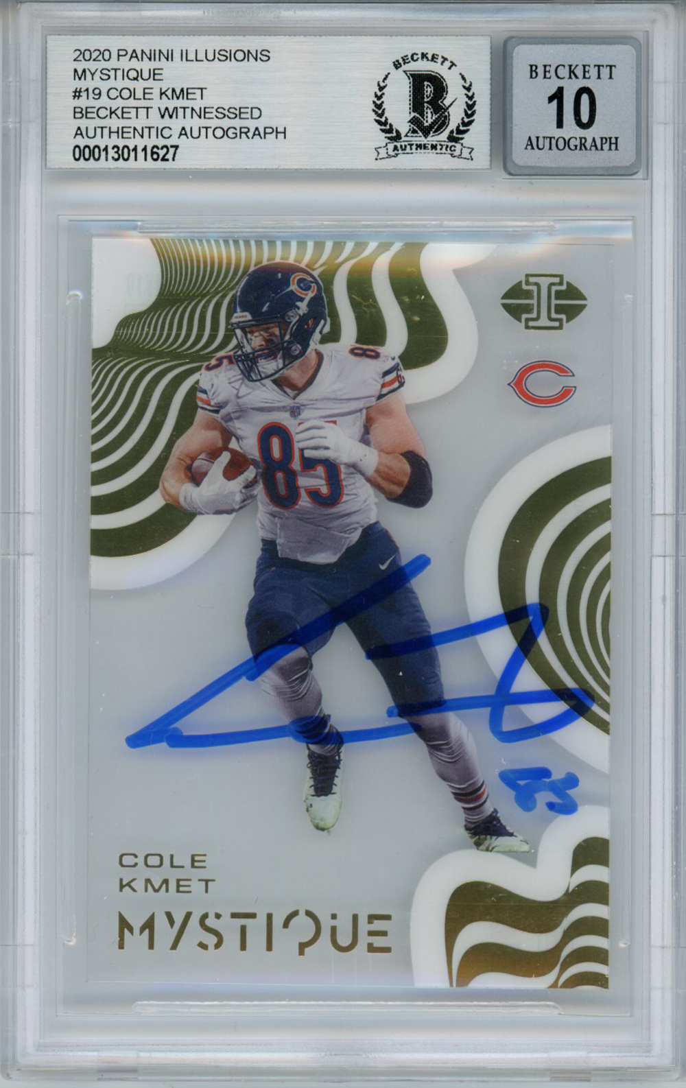 Cole Kmet Signed 2020 Illusions Mystique #19 Rookie Card BAS 10 Slab