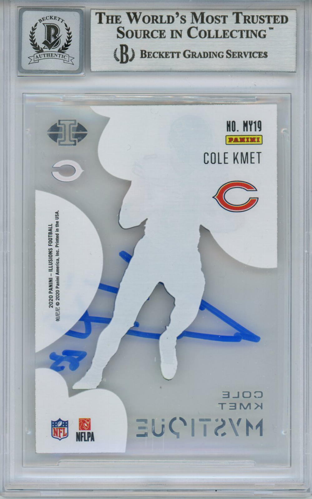 Cole Kmet Signed 2020 Illusions Mystique #19 Rookie Card BAS 10 Slab