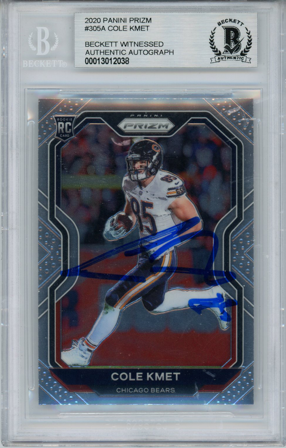 Cole Kmet Autographed 2020 Panini Prizm #305 Rookie Card BAS Slab