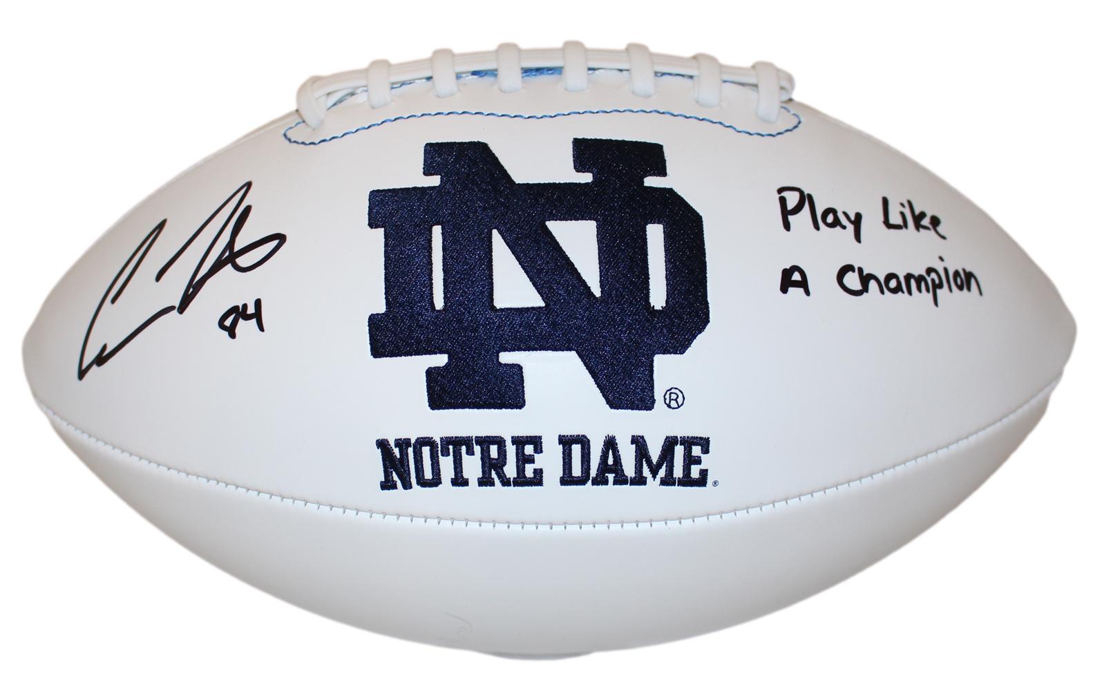 Cole Kmet Autographed Notre Dame Fighting Irish Logo Football Beckett