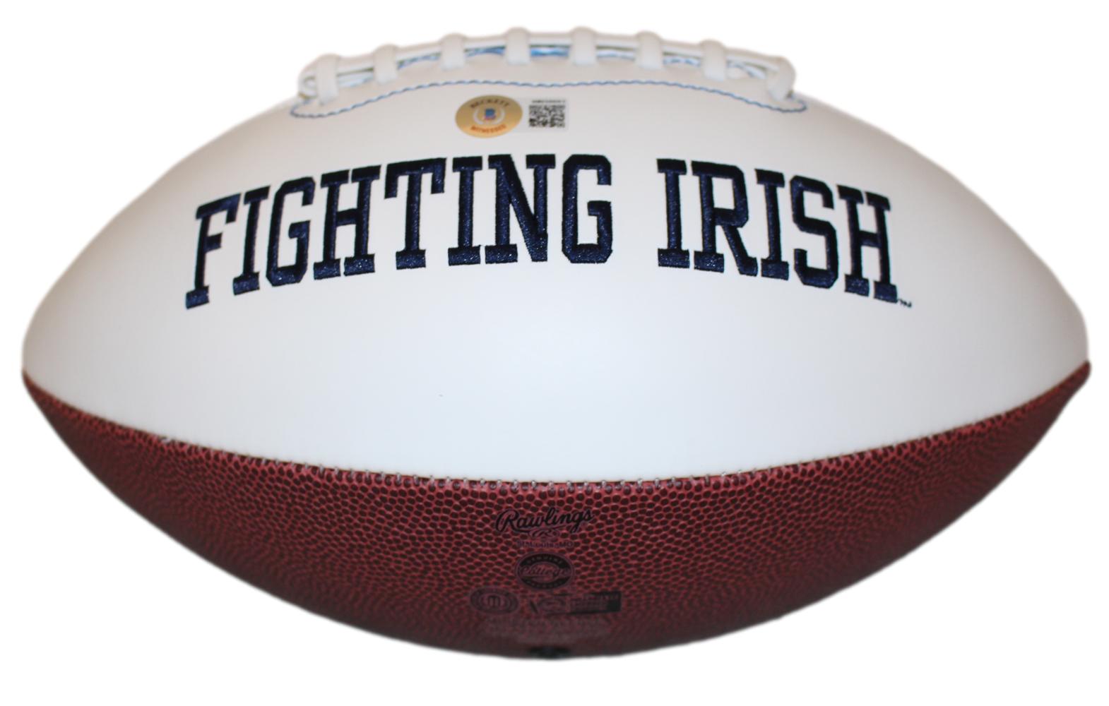 Cole Kmet Autographed Notre Dame Fighting Irish Logo Football Beckett