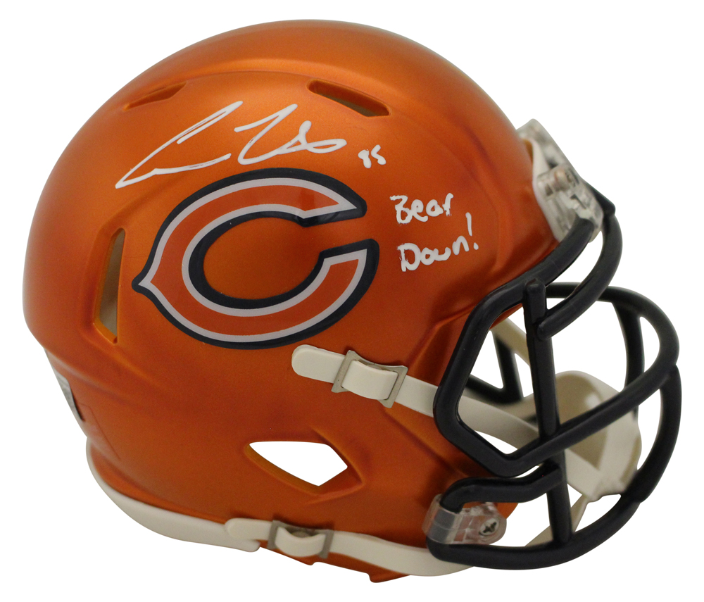 Cole Kmet Signed Chicago Bears Flash Mini Helmet Bear Down Beckett