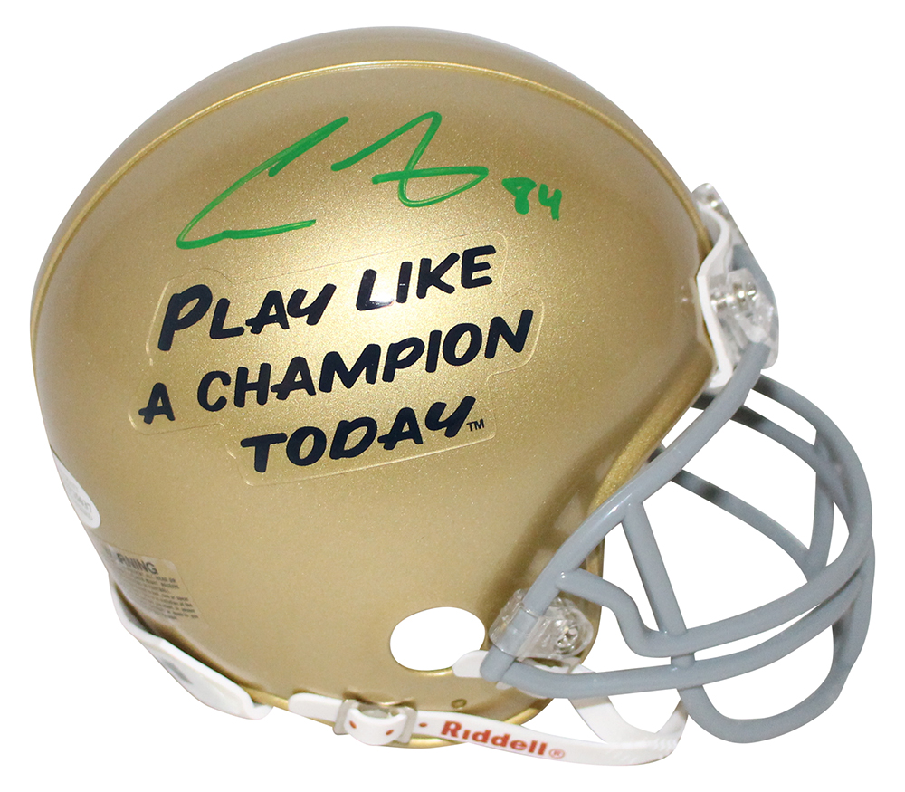 Cole Kmet Autographed Notre Dame Play Like Champion Mini Helmet BAS 30367