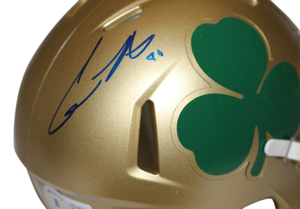 Cole Kmet Signed Nore Dame Fighting Irish Shamrock Mini Helmet BAS