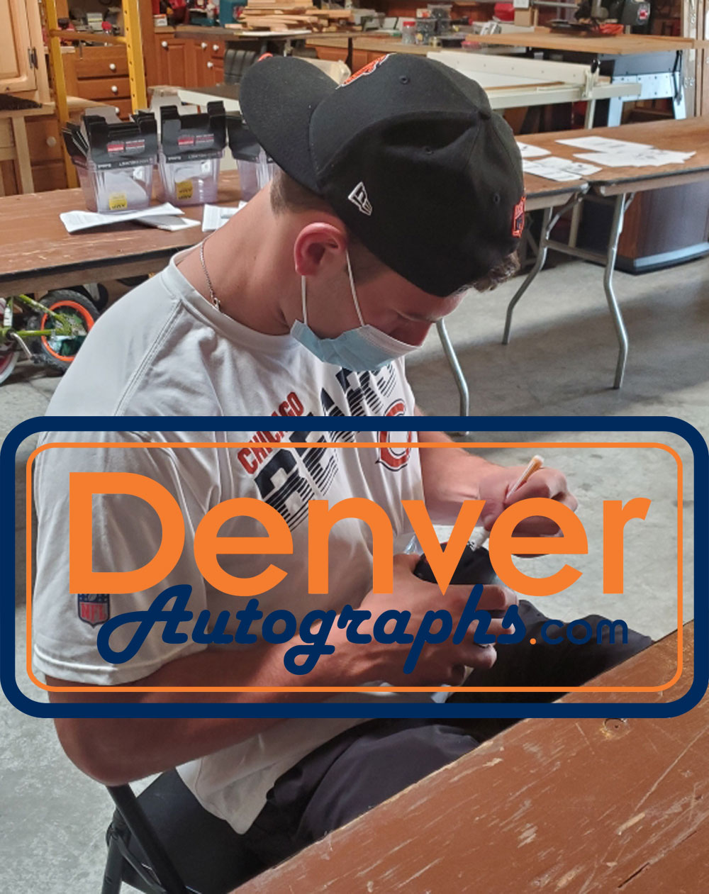 Cole Kmet Autographed/Signed Chicago Bears Eclipse Mini Helmet BAS 28171