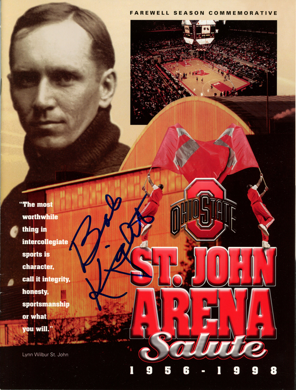 Bob Knight Autographed 1998 St John Arena Salute Magazine Beckett