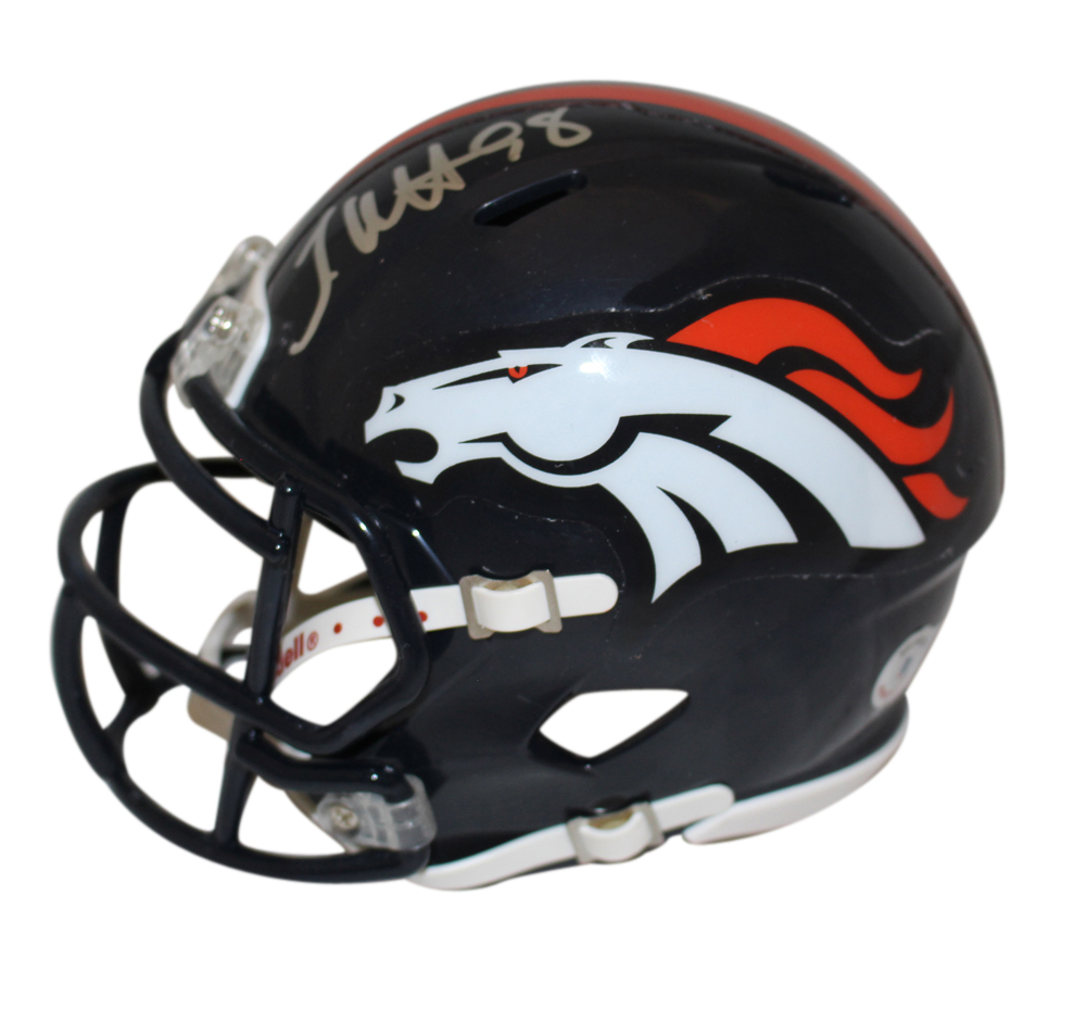 Terrance Knighton Signed Denver Broncos Speed Mini Helmet Beckett