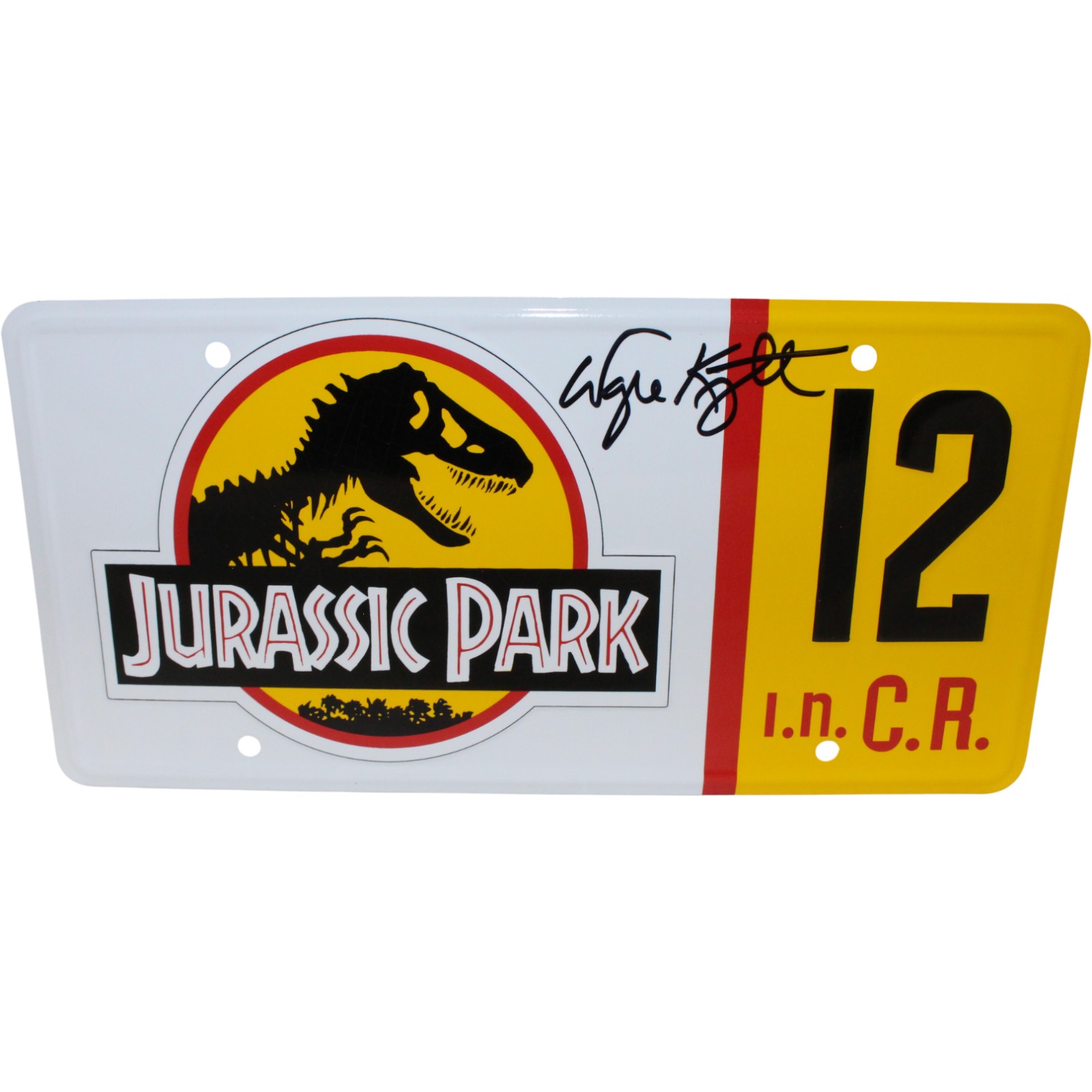Wayne Knight Autographed/Signed Jurassic Park License Plate Beckett 54565