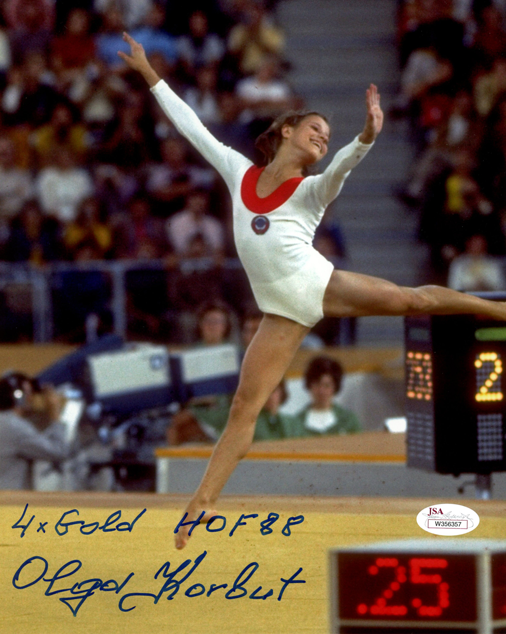 Olga Korbut Autographed/Signed Gymnastics 8x10 Photo 2 Insc JSA
