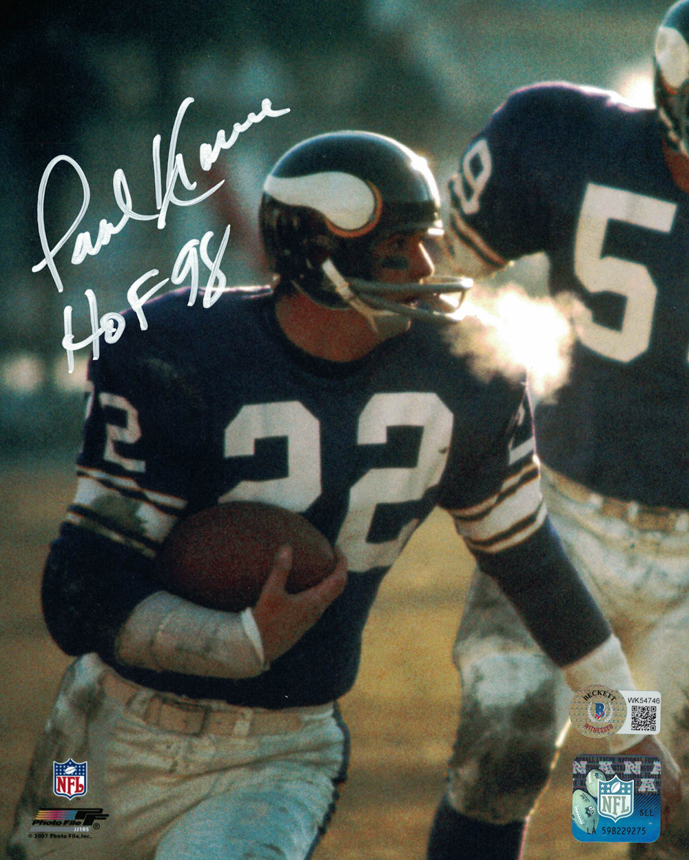 Paul Krause Autographed/Signed Minnesota Vikings 8x10 Photo HOF BAS