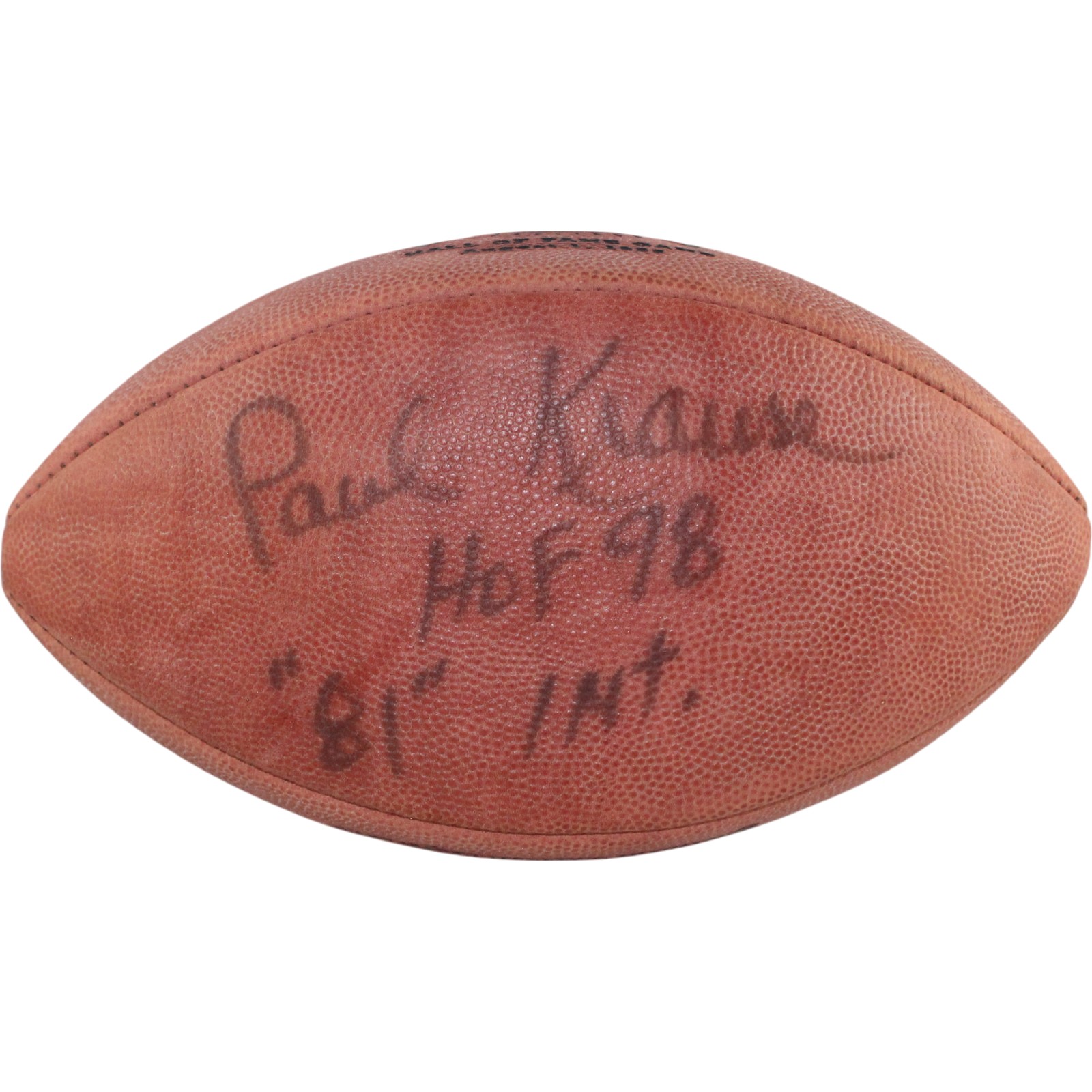 Paul Krause Signed Minnesota Vikings 98 HOF Game Football Deflate Beckett 54986