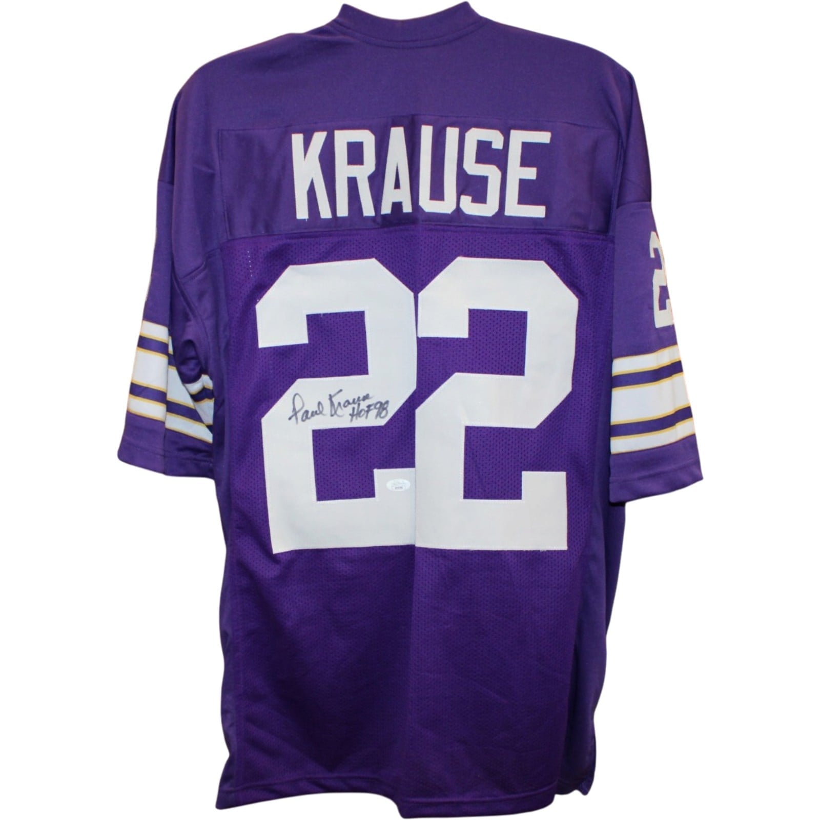 Paul Krause Autographed Pro Style Jersey Purple Size XL HOF James Spence 58789 1 Paul Krause Autographed Pro Style Jersey Purple Size XL HOF James Spence 58789