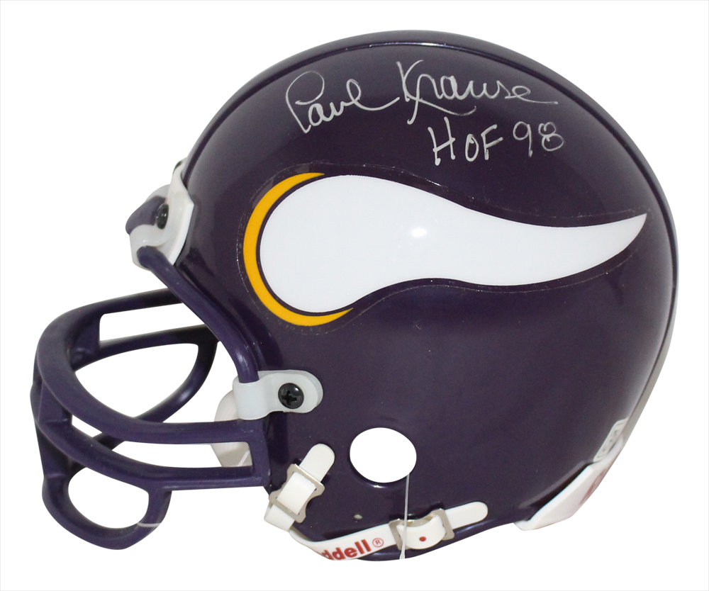 Paul Krause Autographed Minnesota Vikings Replica Mini Helmet HOF BAS 31857