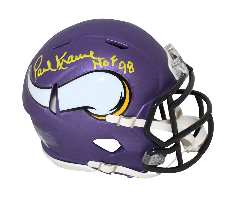 Paul Krause Autographed Minnesota Vikings Speed Mini Helmet HOF BAS