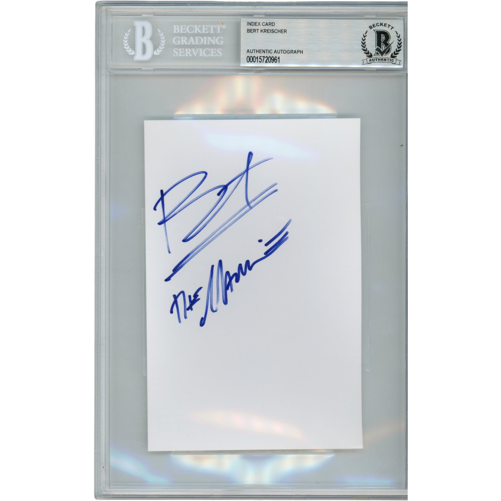 Bert Kreischer Autographed/Signed The Machine 4x6 Index Card Slab Beckett 54560