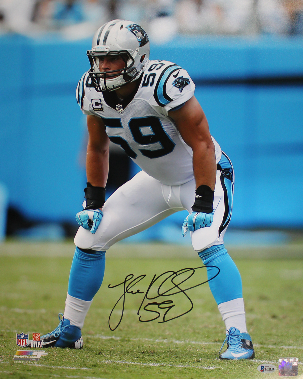 Luke Kuechly Autographed/Signed Carolina Panthers 16x20 Photo Beckett