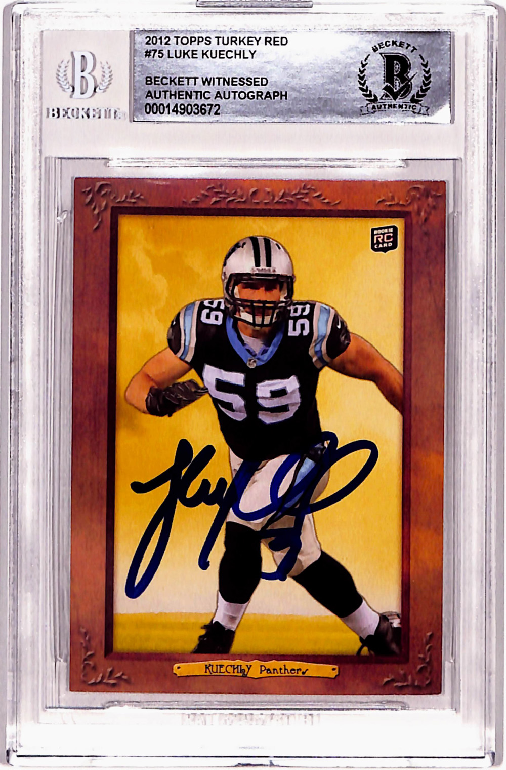 Luke Kuechly Signed 2012 Topps Turkey Red #75 Rookie Card Beckett Slab