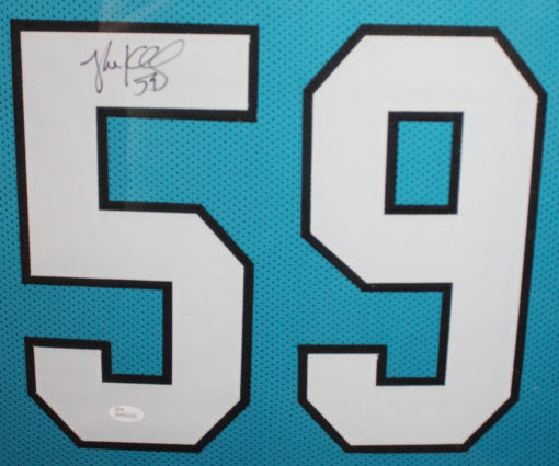 Luke Kuechly Autographed Carolina Panthers Framed Blue XL Jersey JSA 20172