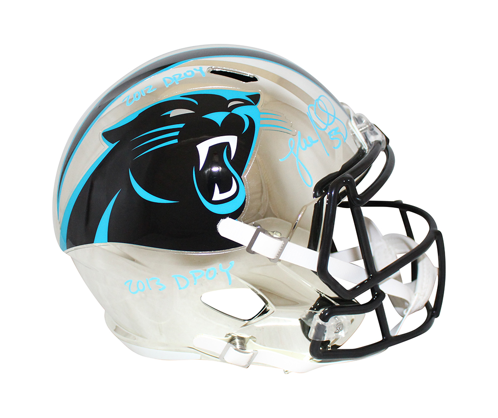 Luke Kuechly Autographed Carolina Panthers F/S Chrome Helmet 2 Insc BAS