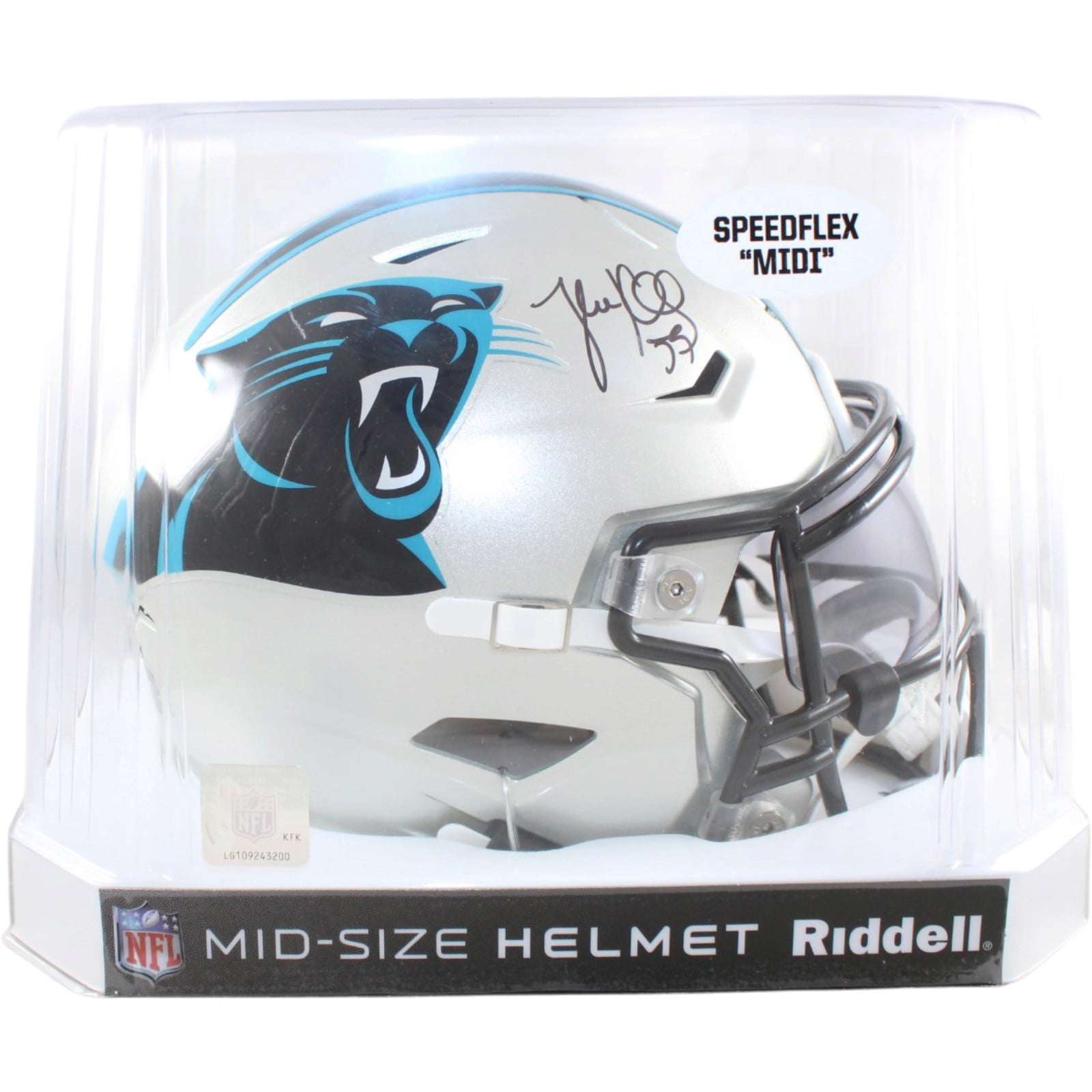 Luke Kuechly Signed Carolina Panthers Mid-Size Midi Helmet Beckett Witness 58677 6 Luke Kuechly Signed Carolina Panthers Mid-Size Midi Helmet Beckett Witness 58677