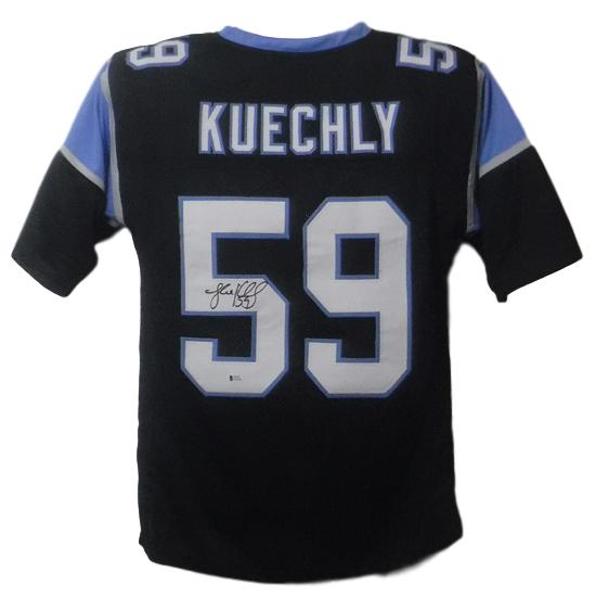 Luke Kuechly Autographed/Signed Carolina Panthers Black XL Jersey BAS 20509