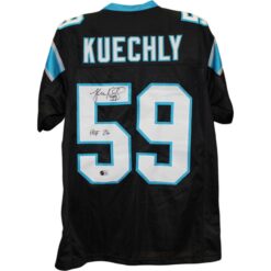 Luke Kuechly Autographed Pro Style Sz XL Jersey Black HOF Beckett Witness 58504